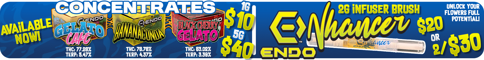 above the fold banner ENHANCERS AND CONCENTRATES